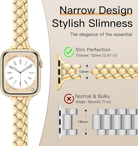 Miniatura 2 de Correa delgada de metal para Apple Watch de 1.654 pulgadas (Serie 1110) 1.575 pulgadas, 1.614 pulgadas, 1.496 pulgadas, correas de acero inoxidable