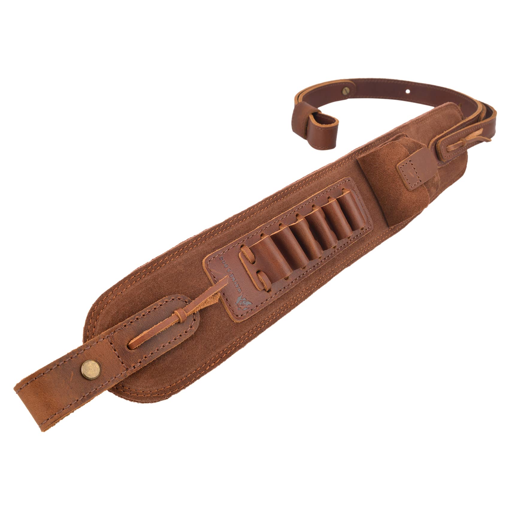 Leder Munitionshalter Gewehrkolben mit passendem Trageriemen für Kaliber .357, .30-06, .30-30, .45-70, .308, .22LR & 12GA