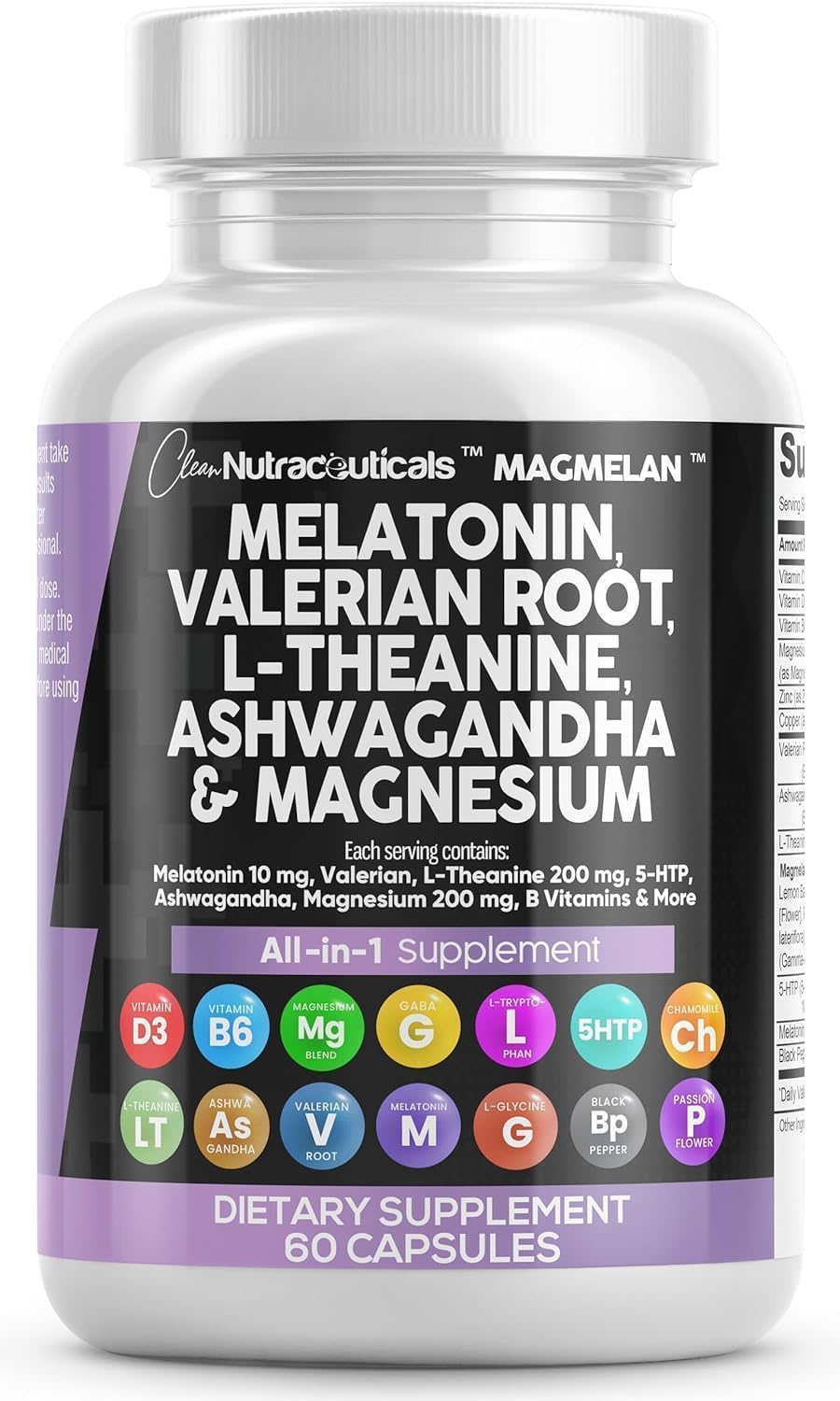 Athinika Nutrition Melatonin 10mg Valerian Root 6000mg L Theanine 200mg Ashwagandha 4000mg - Sleep Support for Women & Men with Magnesium Complex, Lemon Balm, Chamomile, & Passion Flower - 60 Caps