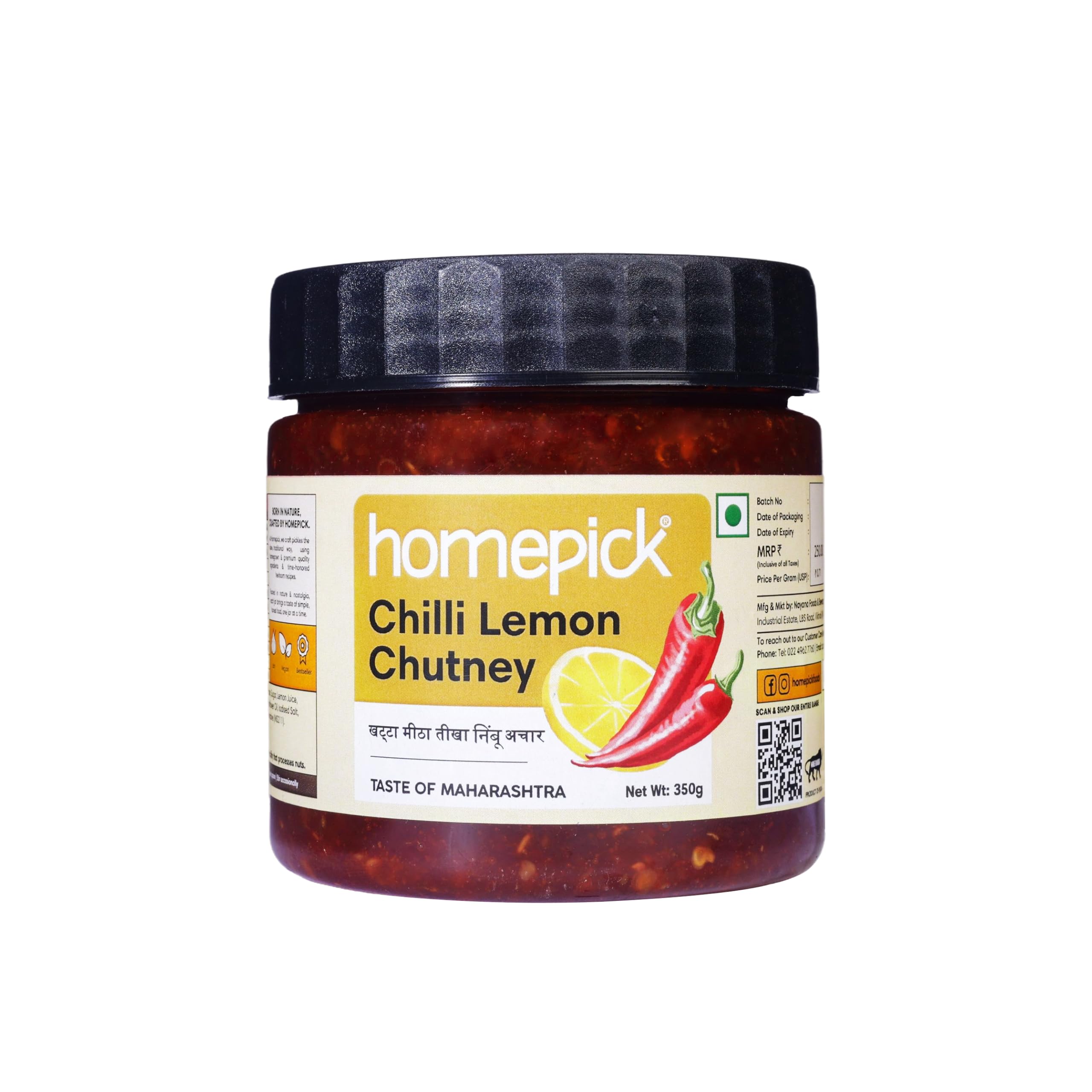 Homepick Chilli Lemon Chutney 350g - Khatta Teekha Meetha Nimbu ka Achar