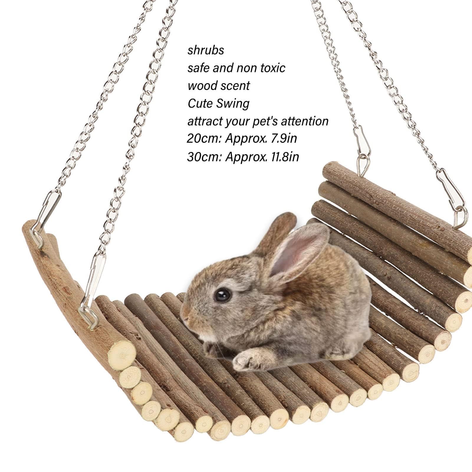 Altalena in Legno per Piccoli Animali, 20x30 cm, Amaca Sospesa per Criceti, Cincillà, Scoiattoli, Conigli e Uccelli