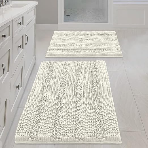 H.VERSAILTEX Cream Bathroom Rug Bath Rugs Set of 2, Thick
