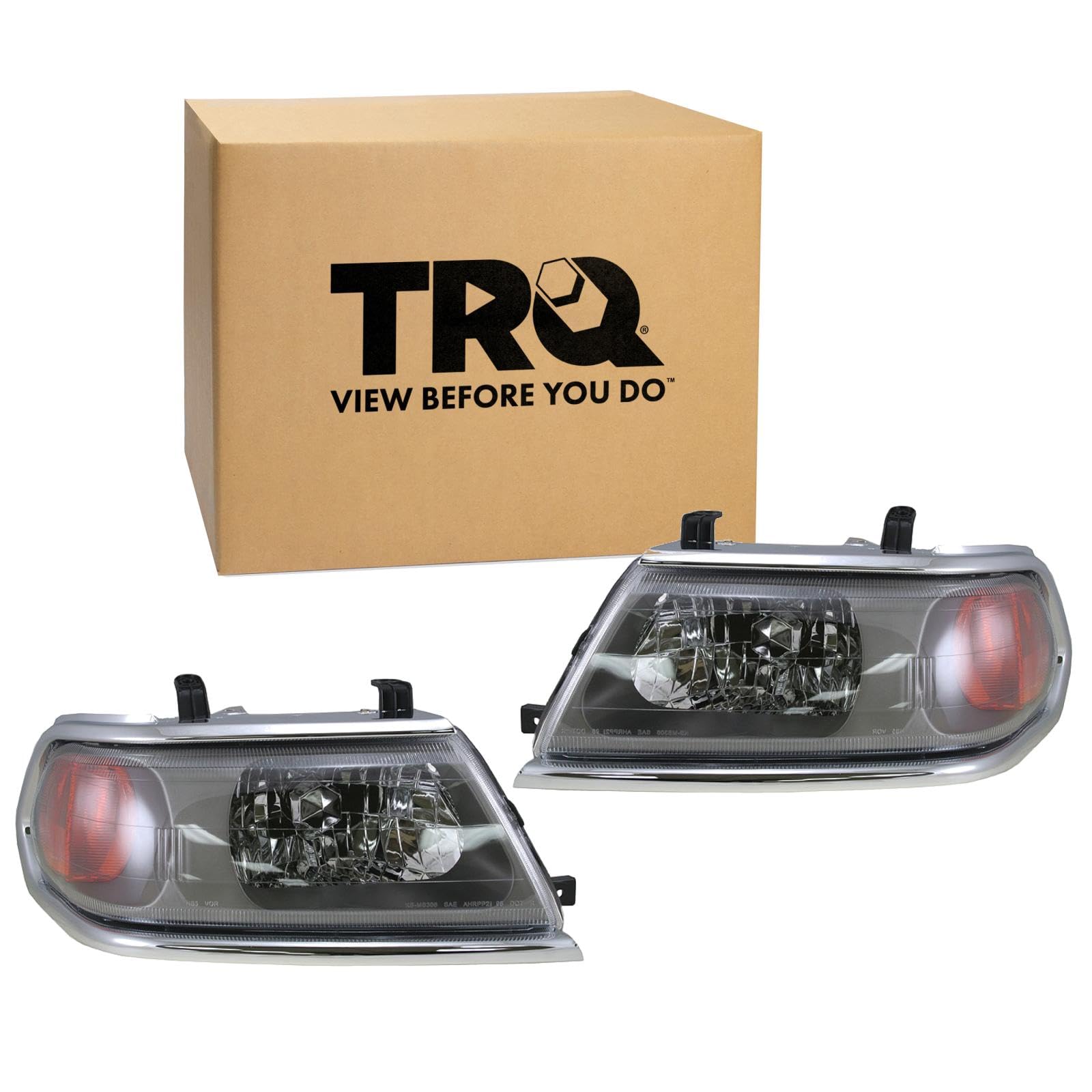 TRQ 2 Piece Headlight Assembly Set Driver &amp; Passenger Side Compatible with 2000-2004 Mitsubishi Montero Sport MI2502121 MI2503121