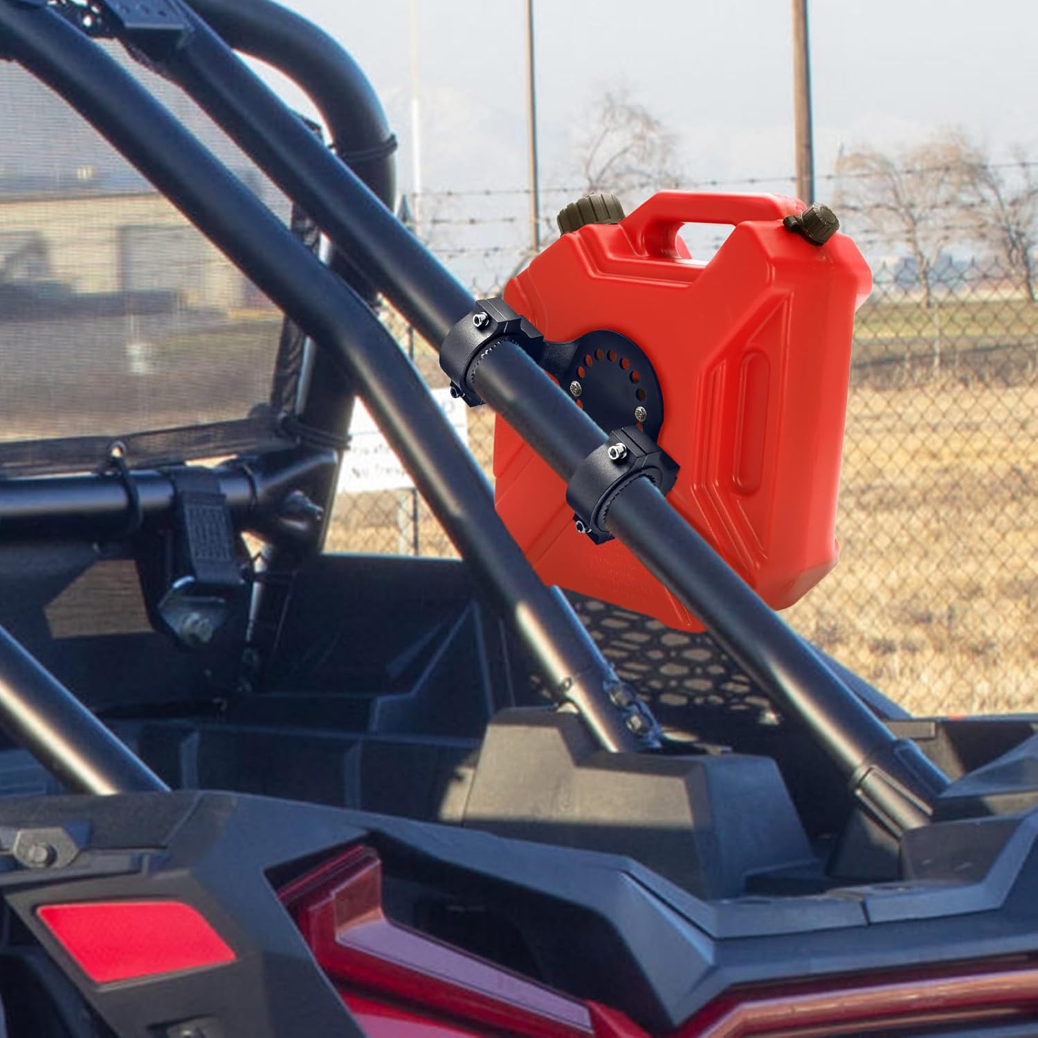 WeiSen UTV Gas/Water Can Mount Tank Holder for 1"-2" Round Tube Compatible with RZR Maverick Talon KRX1000 Pioneer Etc