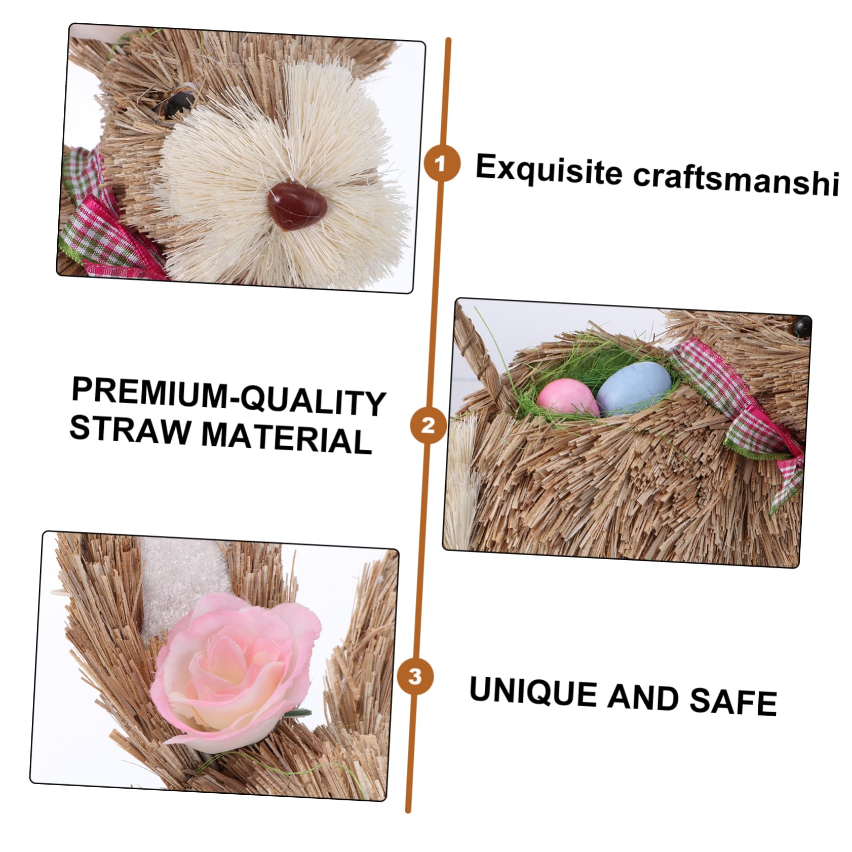 TOYANDONA 2 Pz Ornamento Di Coniglio Di Paglia Conigli in Miniatura Di Pasqua Giocattoli Per L'arricchimento Del Coniglio Paglia Naturale Intrecciata Artificiale Bambino Riempitivo Cannuccia