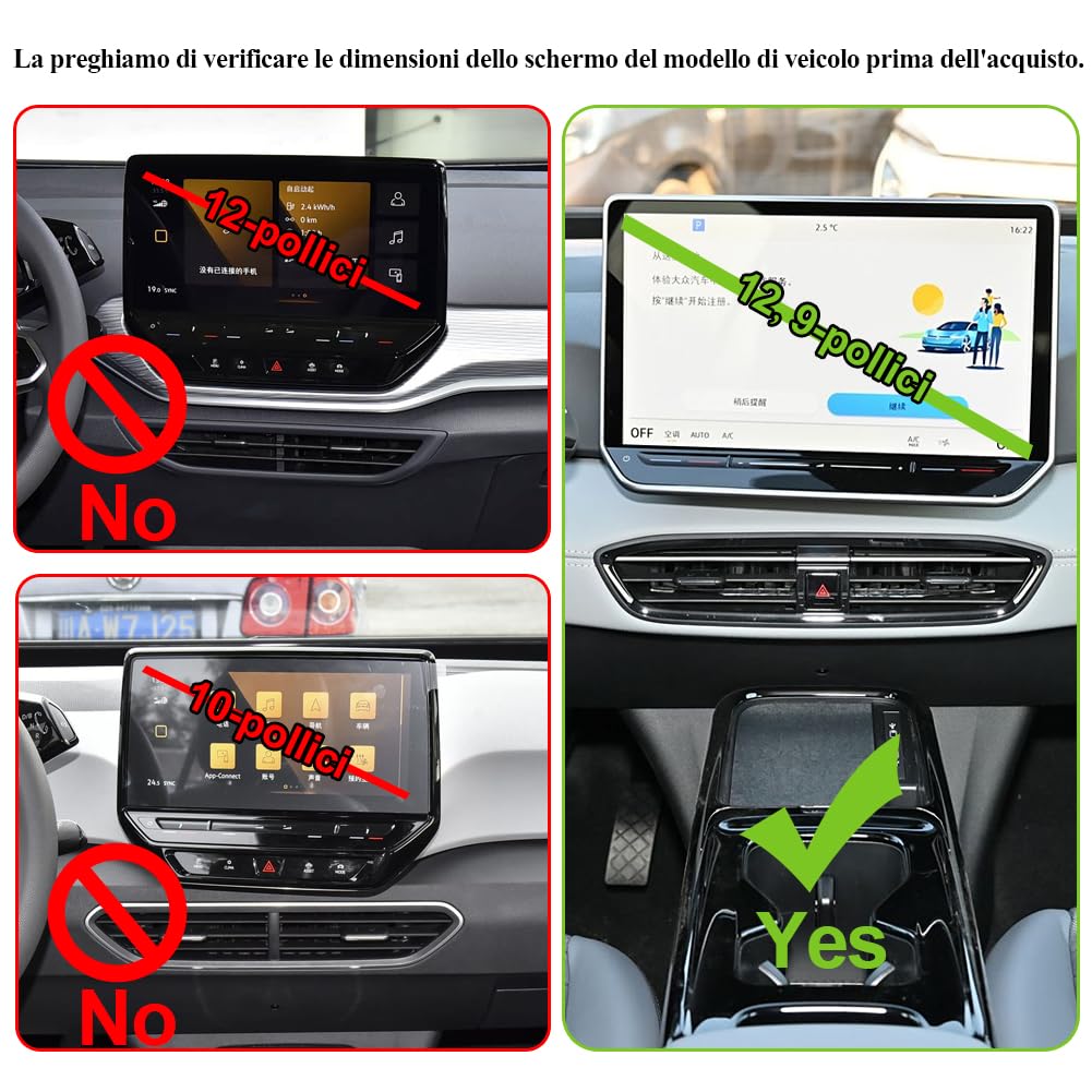 Porta Cellulare Auto Per Volkswagen ID.Buzz accessori [Solo compatibile con VW ID Buzz – schermo touch 12,9 pollici, anni 2024-2025] [Non compatibile con schermo touch 10 pollici e 12 pollici]