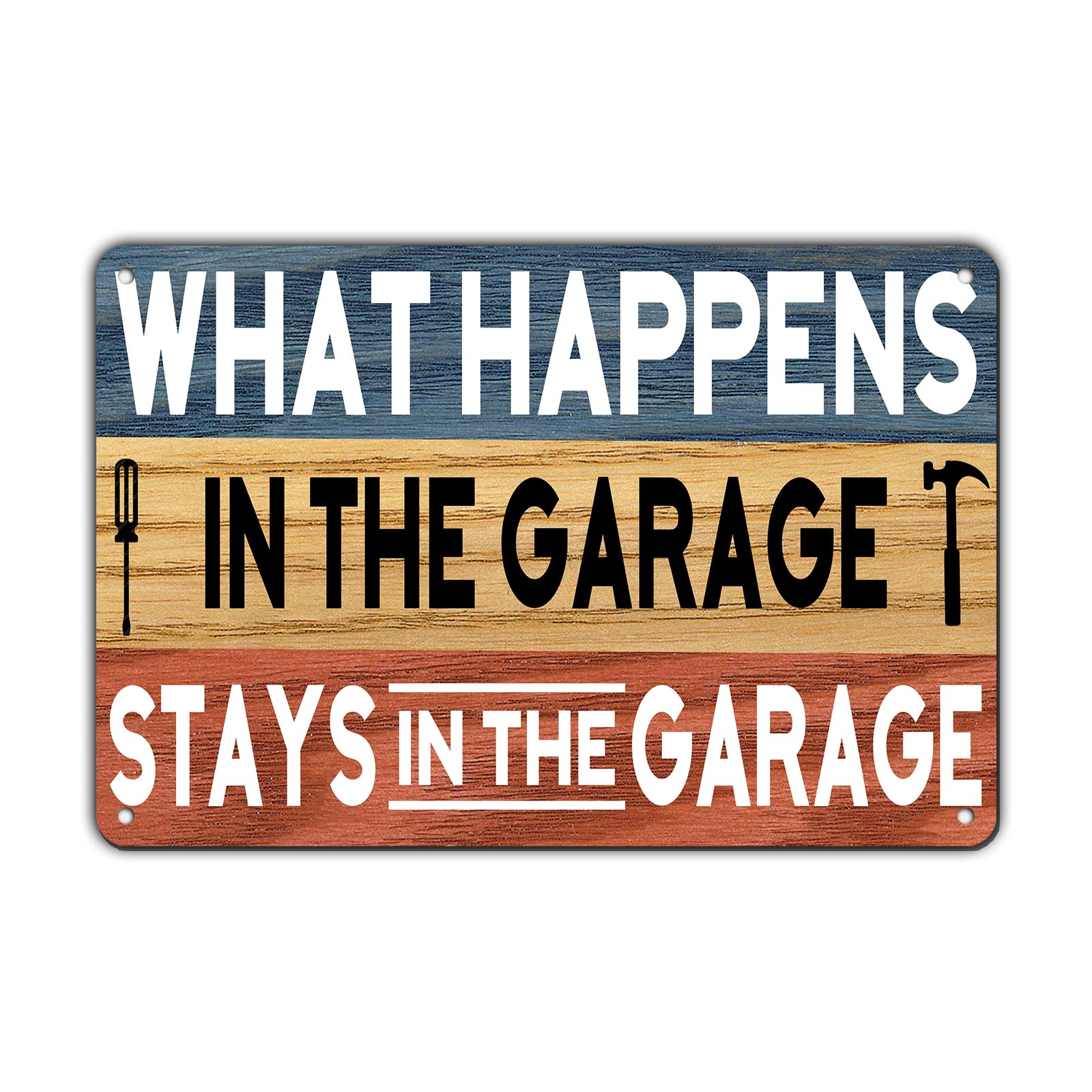 Anceky What Happens In The Garage Stays In The Garage Metal Tin Sign Yard Sign Wall Decor for Yard Bar Plub Outdoor Window 12×8 Inch