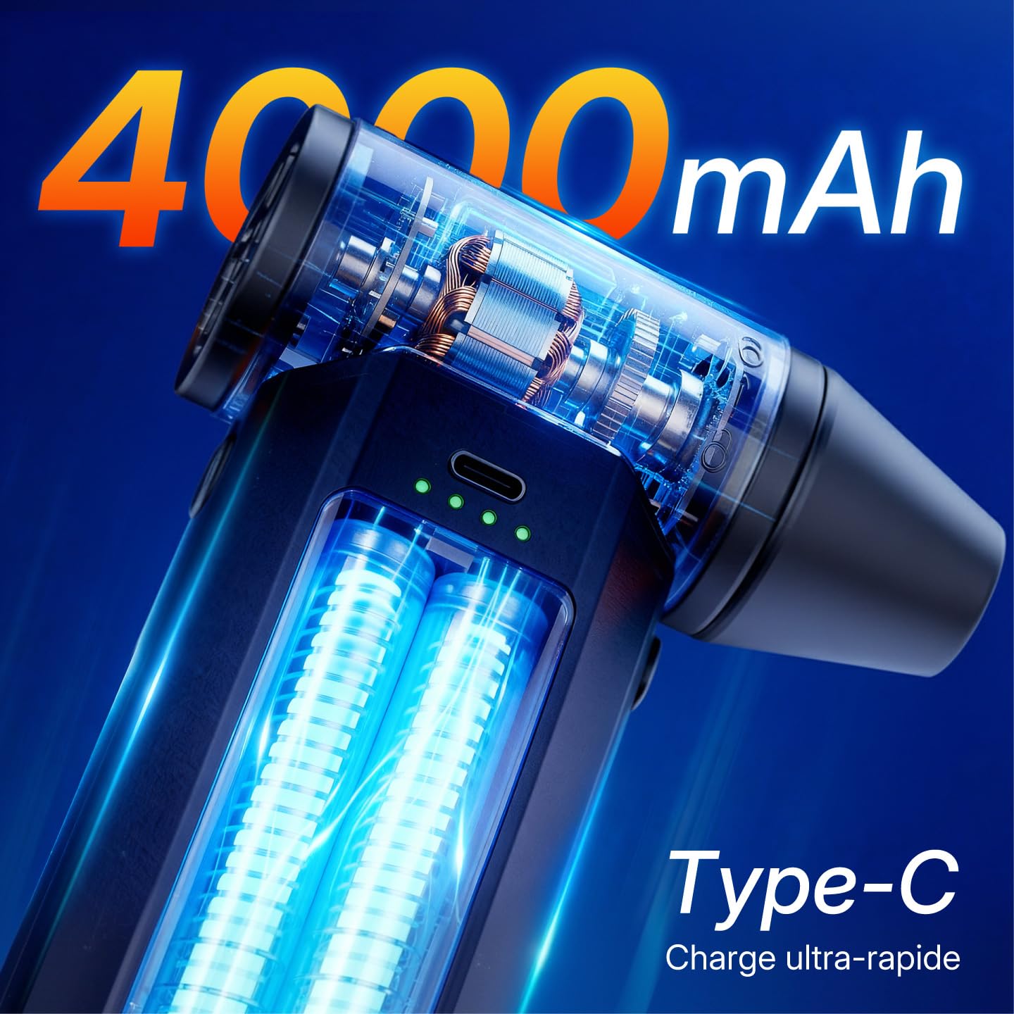 Souffleur d'Air Comprimé Électrique 110000RPM, Nettoyeur Clavier sans Fil, Jet Fan Puissant pour PC, Voiture et Maison, Alternative aux Bombes d'Air Sec, Dépoussiérant Portable Rechargeable (noir)