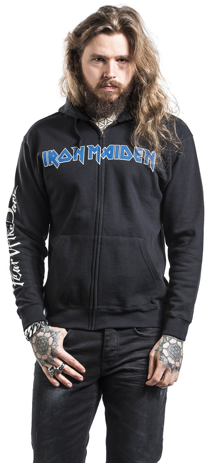 Iron Maiden Fear of The Dark Hombre Capucha con Cremallera Negro 50% algodón, 50% poliéster Regular