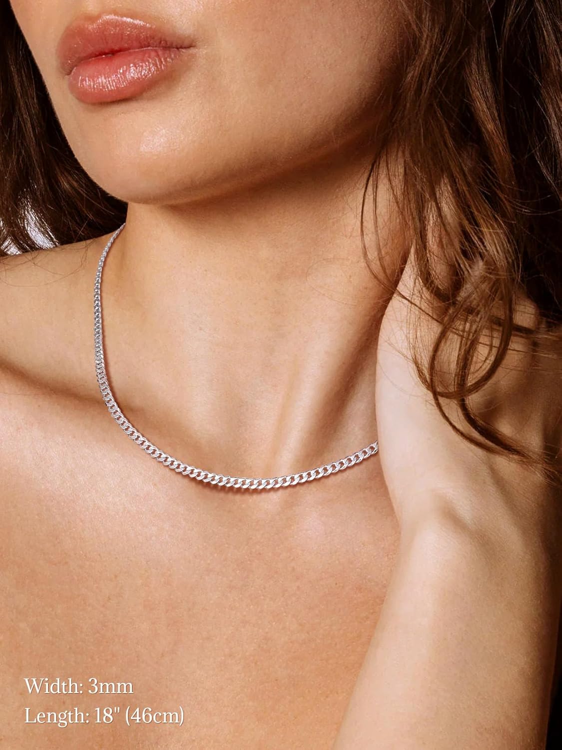 SILVERCUTE 925 Sterling Silver Cuban Link Chain for Men,3mm/5mm Silver Chain Necklace for Men Women,18/20/22/24/26/28Inch