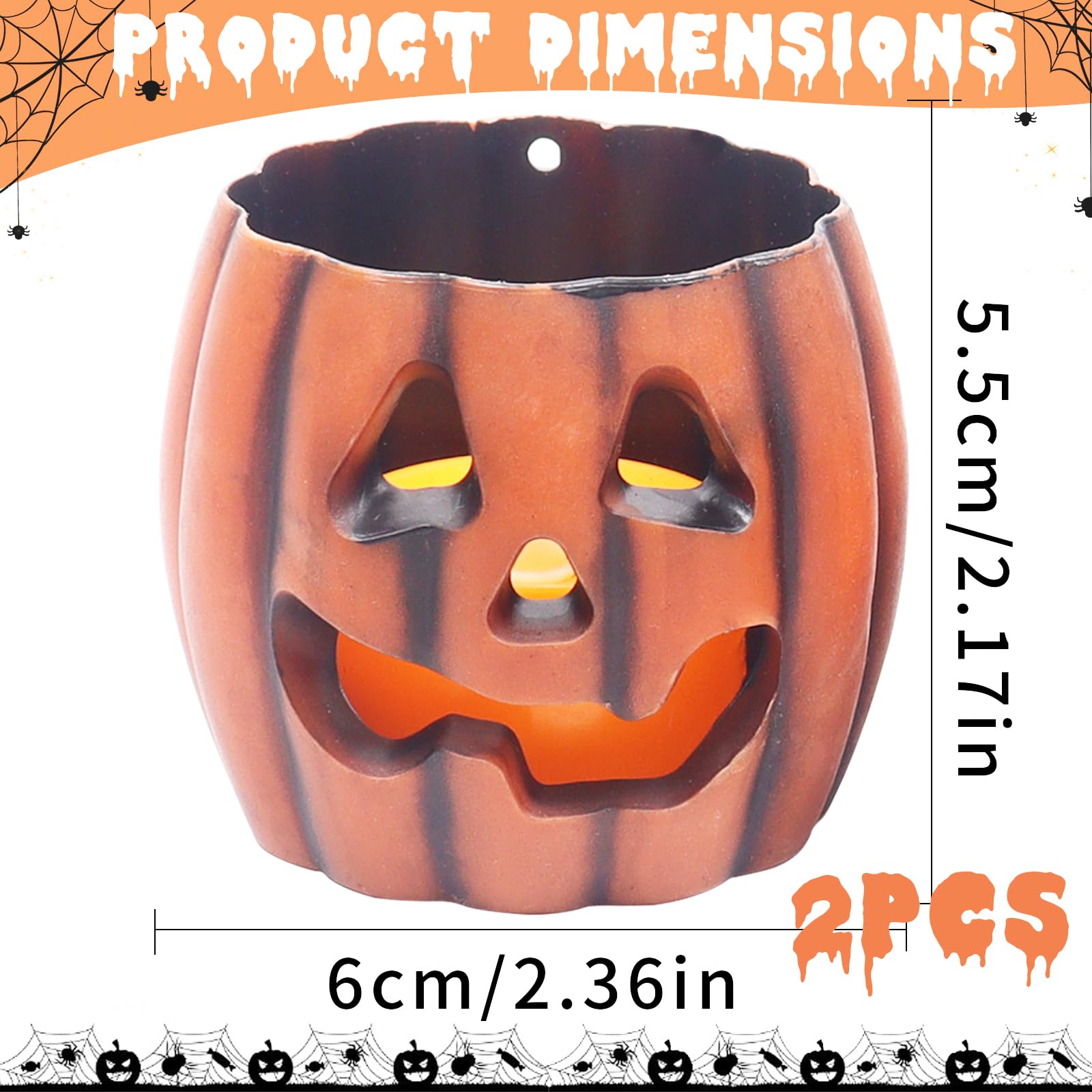 Candele LED Halloween A Forma Di Zucche – 2 Pezzi, Senza Fiamma, Alimentazione A Batteria | Decorazione Tavola, Interni, Atmosfera Spaventosa