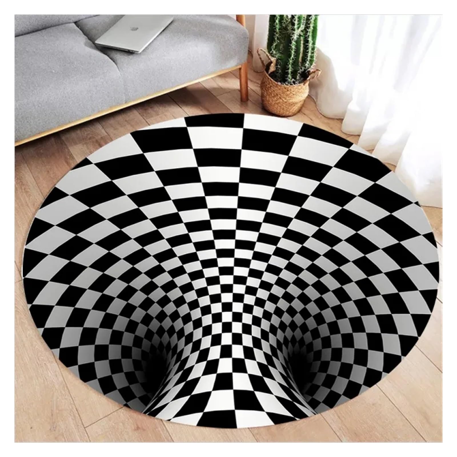 Tapis illusion d'optique anti-glisse pour revitaliser un sol de chambre triste
