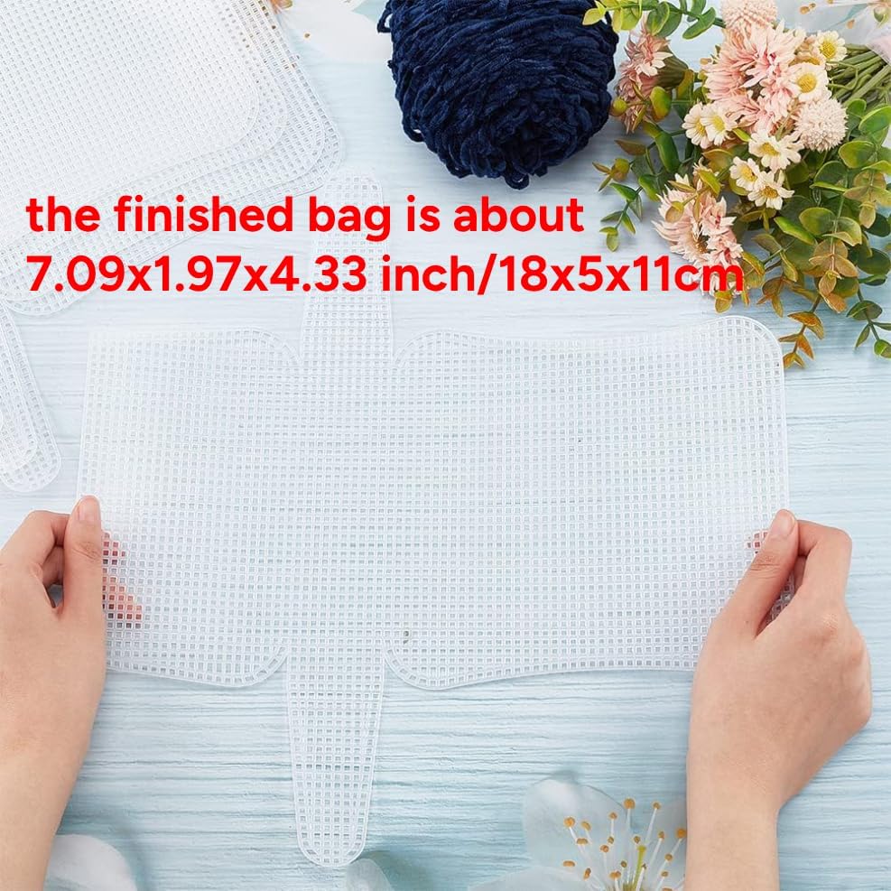 Miniatura 3 de WADORN 6 hojas de lona de malla de plástico para bricolaje, hoja de malla de plástico transparente para hacer bolsos de ganchillo, bordado, lienzo