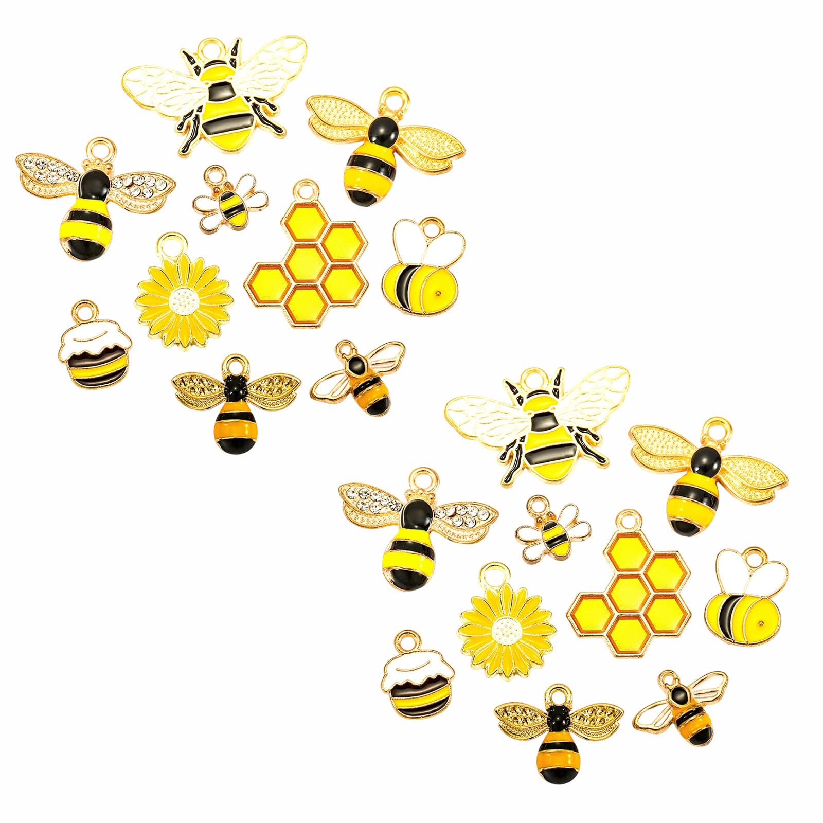 20 Pcs Bee Charms Metal Cute Enamel Bee Pendants with Rhinestones Enamel