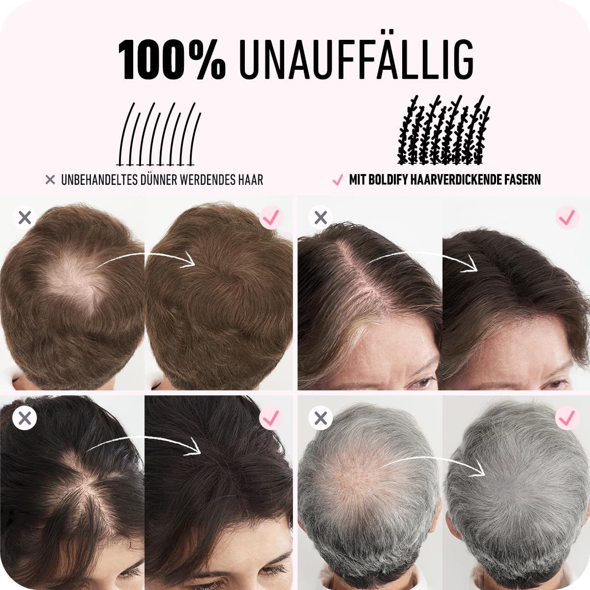 BOLDIFY Haarfasern für dünner werdendes Haar, für Damen & Herren, Dunkelblond 56g
