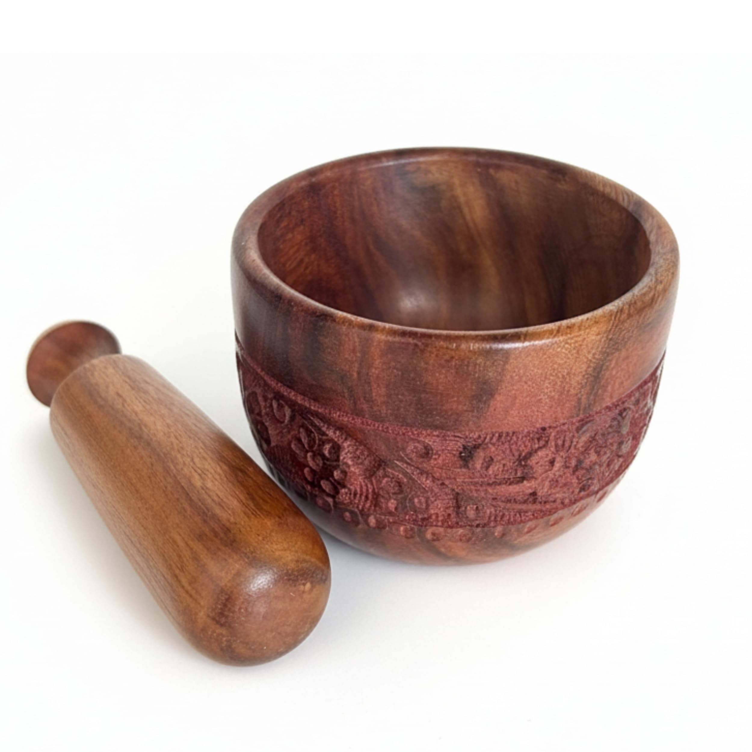 Sheesham Wood Mortar and Pestle Set/Imam Dasta/Ohkli Musal/Kharal/Khalbatta for Daily Kitchen Use – Size 4 Inch (Brown) | Wooden Mortar and Pestle | Kitchen Mortar | Wood Mortar Pestle