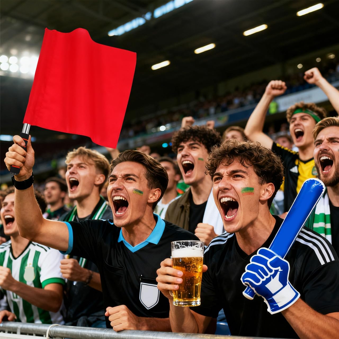 GANAZONO 2Pcs Referee Flag Stainless Steel Hand Flag Red Sponge Handle Special Patrol Linesman Performance Official for Sports Events Soccer Volleyball Football Track - Image 3