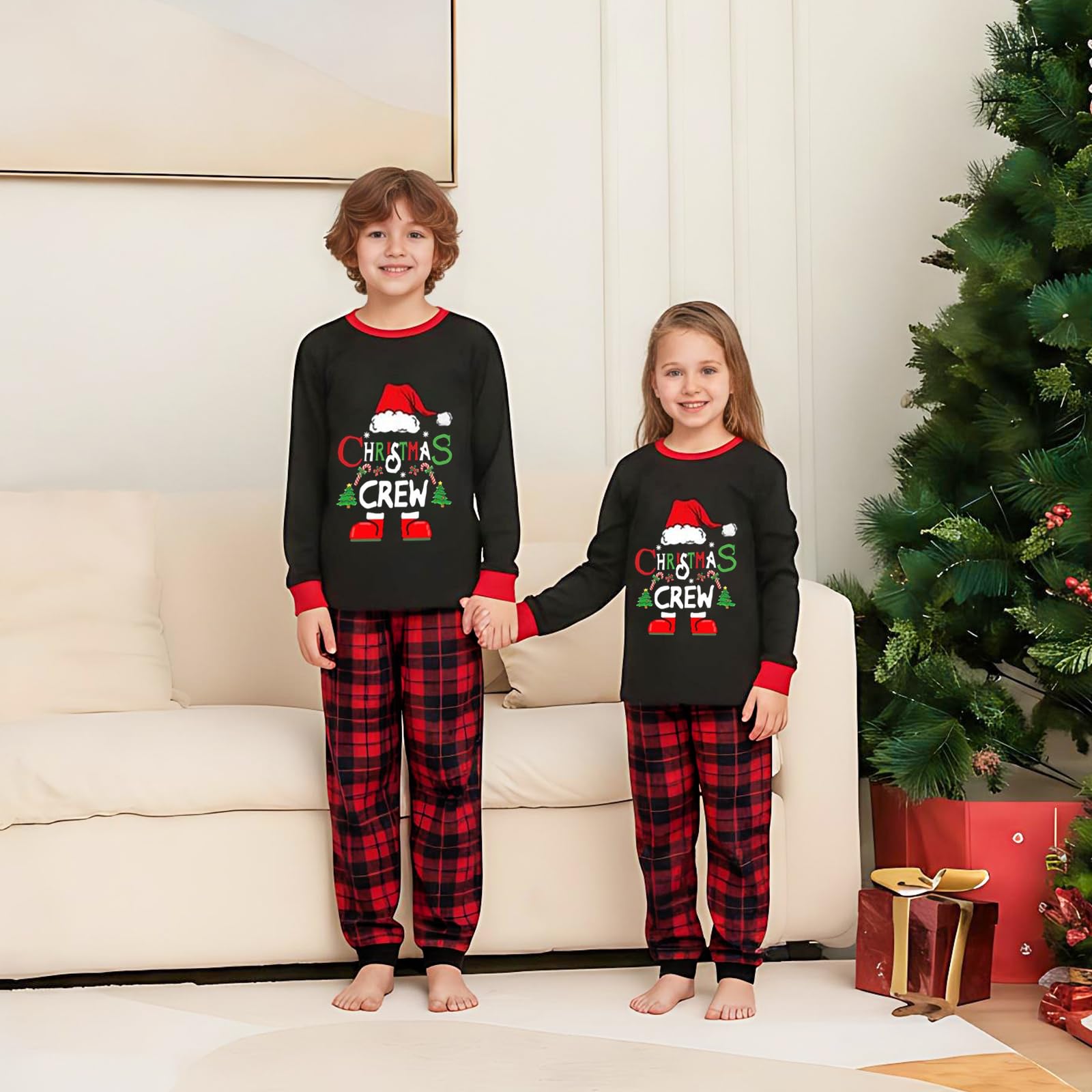 Pigiama Natale Famiglia Set, Pigiami Natalizi Coppia, Christmas Invernale Girocollo Comodo Due Pezzi Sleepwear Natalizio per Donna Uomo Bamino Regalo