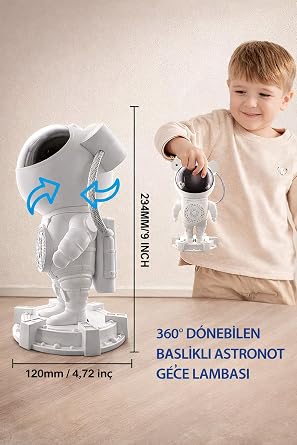 Astronot Star Galaxy Projektör Gece Lambası Bluetooth Hoparlör Uzay Galaksi Yıldız Animasyon Kumandalı [Enerji Sınıfı A]