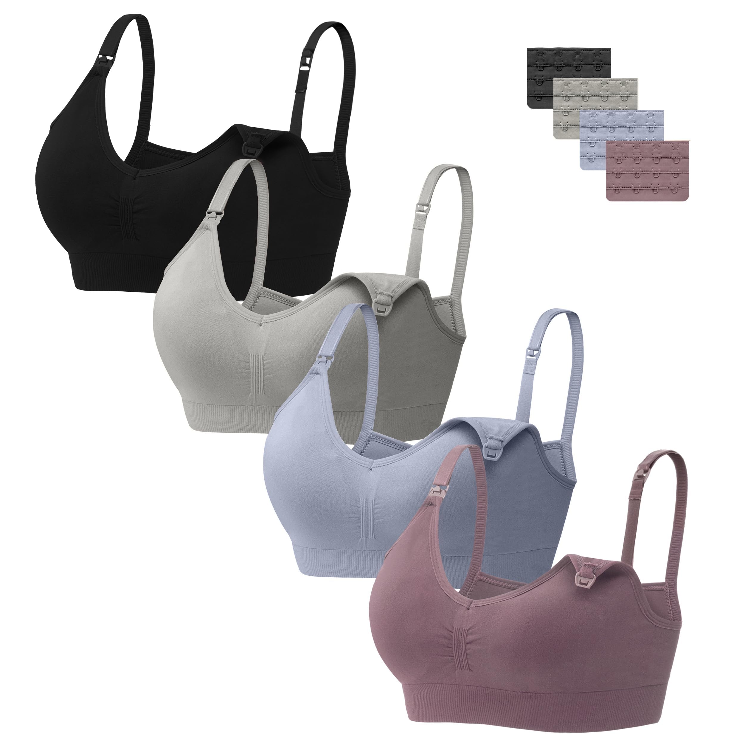 HBselect 3 PCS Reggiseno Allattamento con Estensione Reggiseno Bra Donna Morbido e Traspirante Reggiseno Senza Ferretto e Senza Cuciture