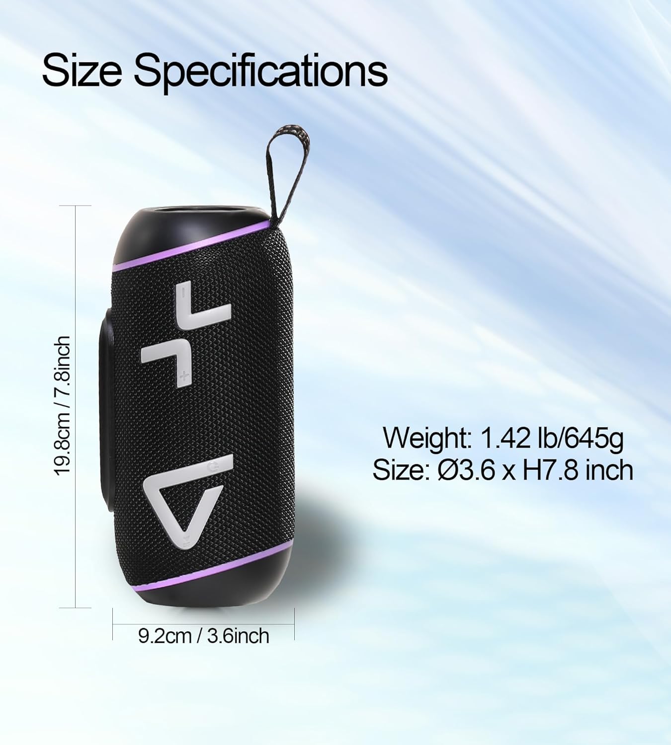 Portable Bluetooth Speaker with Stereo Sound, Wireless Speakers with RGB lights, 24H Playtime, IPX6 Waterproof, TWS Pairing, BT5.3/TF-Card, for Home, Party, Outdoor, Computer Peripherals (Black)