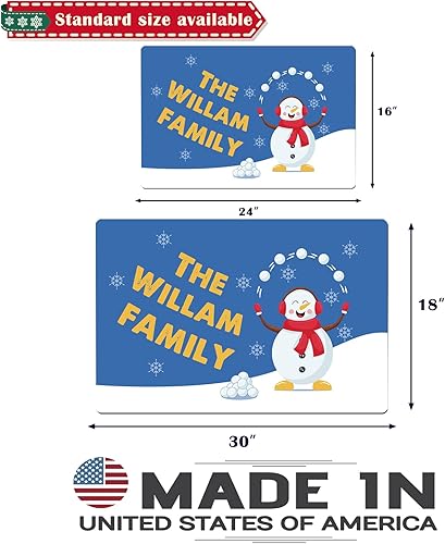 Miniatura 9 de Tapete personalizado de muñeco de nieve con nombre familiar tapete de bienvenida para exteriores tapete de Navidad para puerta delantera de interior