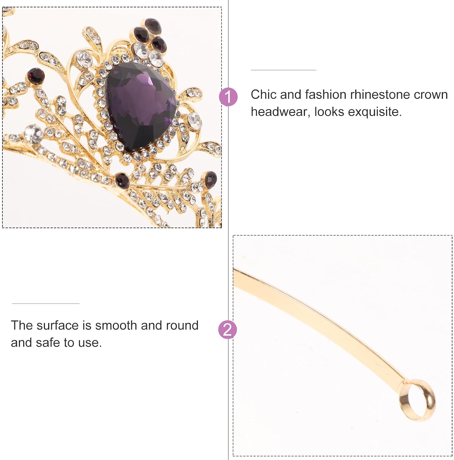 FOMIYES 1pc Retro Headpiece for Women Princess Amethyst Crown Rhinestone Headpiece Alloy Rhinestone Tiaras for Women Diamond Crystal Wedding Crowns Queen Crown Gothic Miss Purple Gem Prom