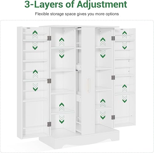 Miniatura 8 de Jehiatek Armario de almacenamiento de despensa de 47 pulgadas, armario de despensa de cocina independiente con cajón y estantes ajustables, gabinete