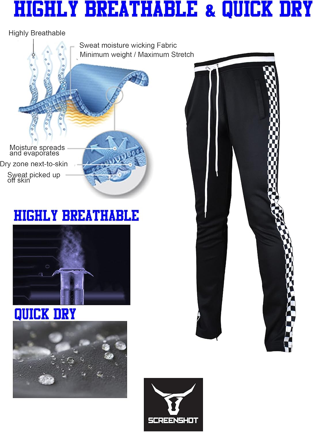 SCREENSHOT-Track Pants S41700 Mens Premium Slim Athletic Fitness Lifestyle Workout Bottoms - Classic Fit - Image 2