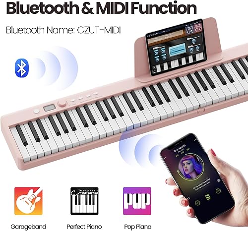 Miniatura 4 de Piano digital de 88 teclas, teclado de piano plegable tamaño completosemipesadosensible al tacto, piano portátil con bolsa de piano, Bluetooth y