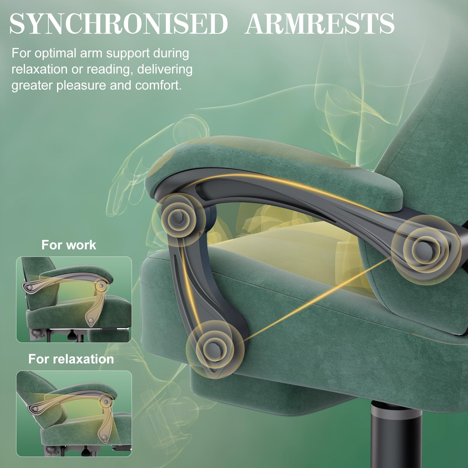 Verdego Chaise Gaming Ergonomique, Fauteuil Gaming avec Support Lombaire Massante, Repose-Pieds Télescopique, Appui-Tête, Tissu Velours, Inclinable 125°, Chaise Gamer Réglable en Hauteur (Vert)