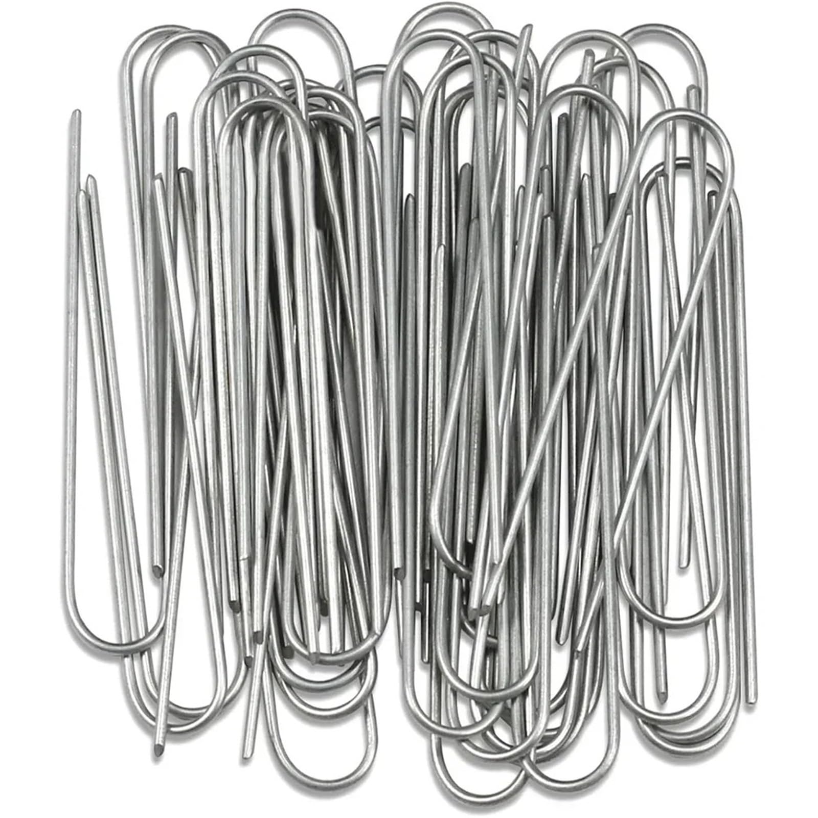100 Pezzi di graffette zincate for Giardinaggio, da Giardino a U, Chiodi Terra, picchetti for Tubi Recinzione, for zolle, Punte for per Giardini(Silver-4cmx10cm)