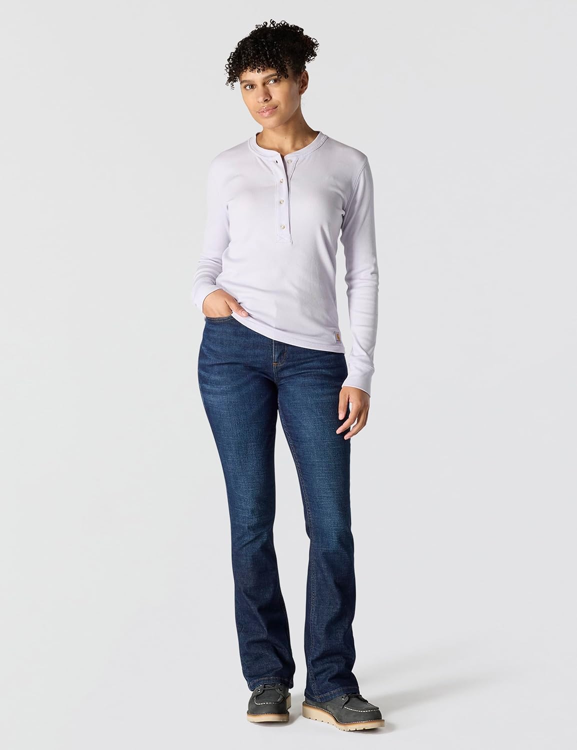 Carhartt Women's TENCEL Fiber Series Relaxed Fit Long-Sleeve Ribbed Henley - Image 4