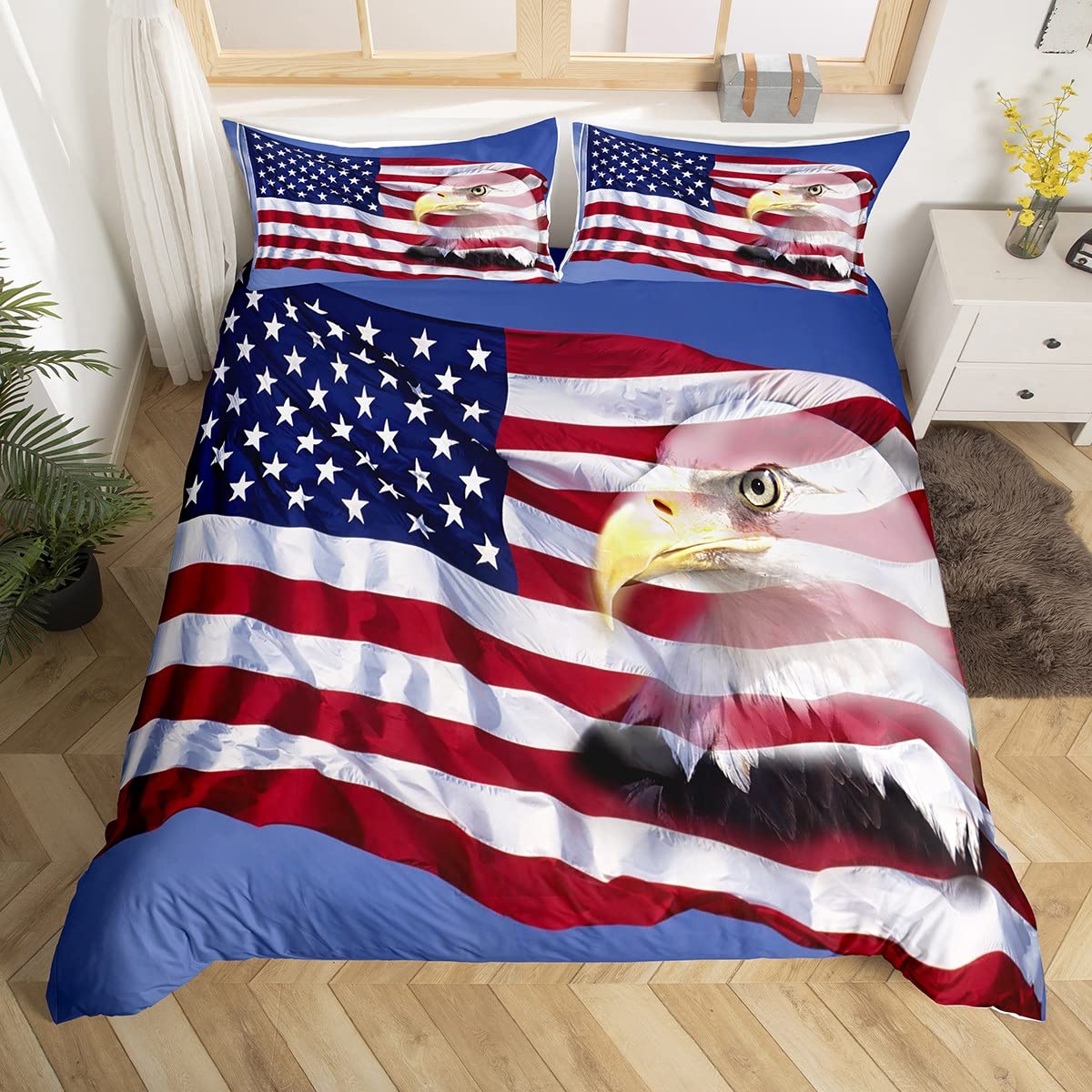 Erosebridal American Flag Bedding Set 