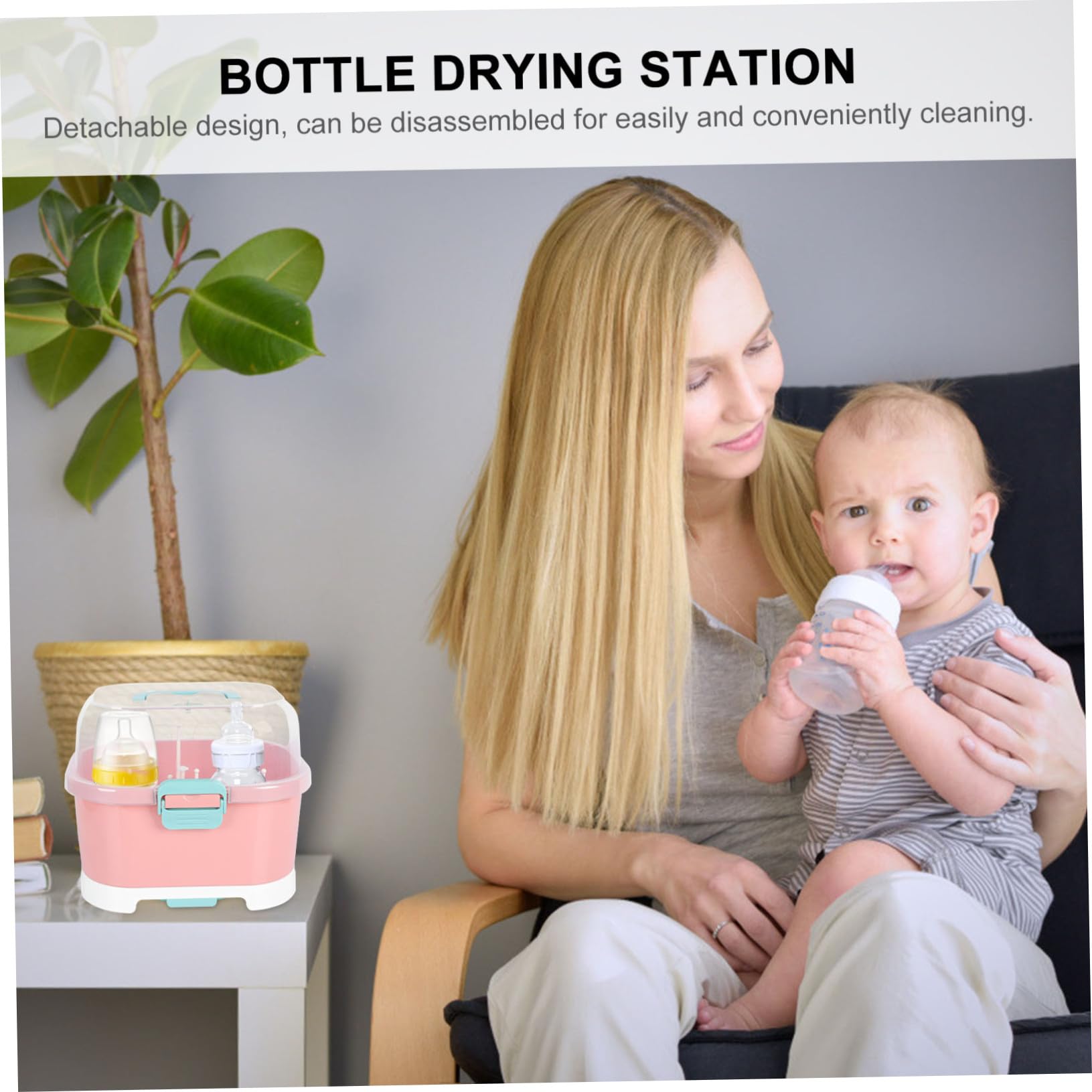 Estante Secado Biberones con Transparente y Bandeja Escurridor Reversible para Biberones y Tetinas Secador Botellas de Alta Capacidad para Bebés Diseño Duradero y Fácil Limpieza