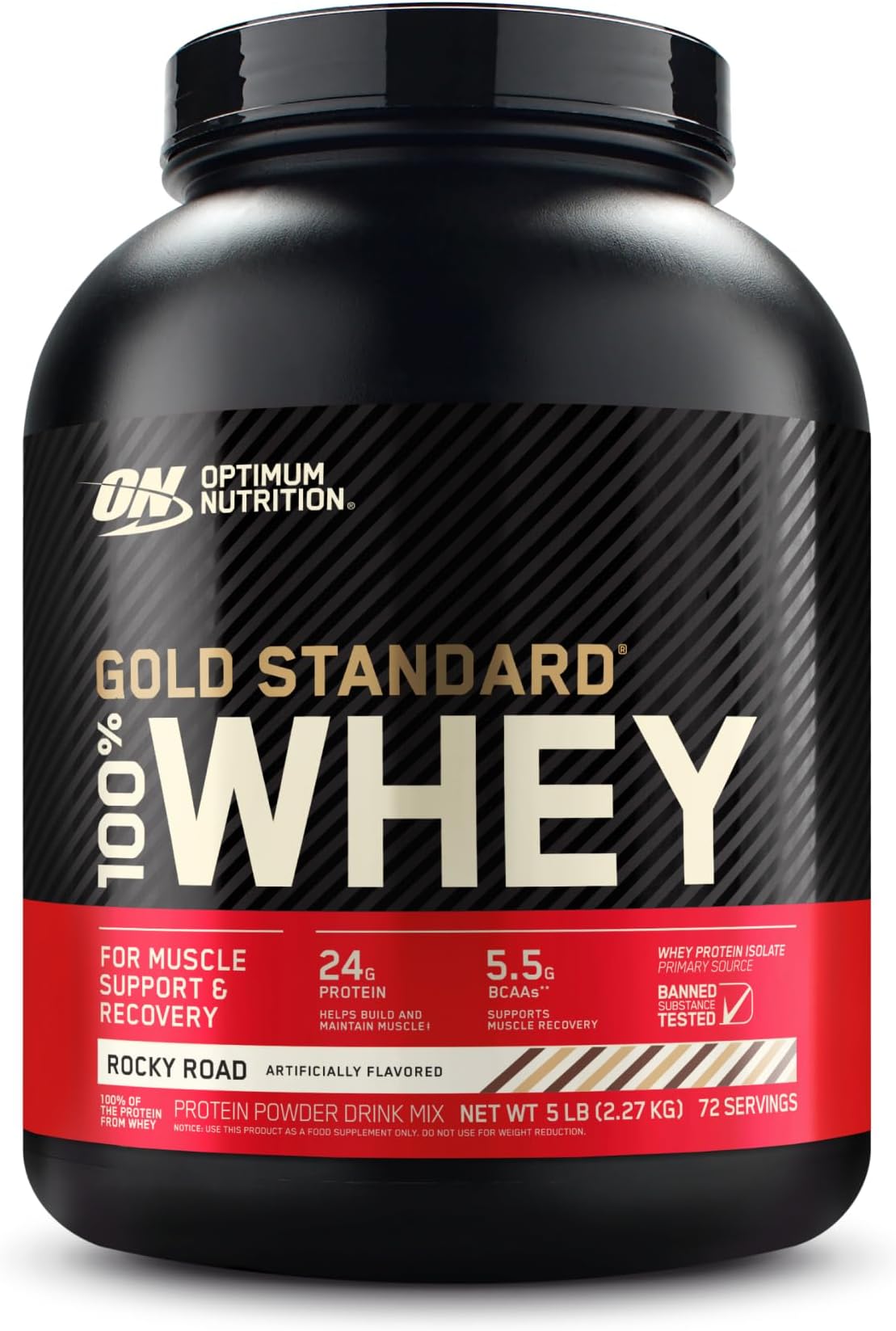 Optimum Nutrition Gold Standard 100% Whey Protein Powder, Rocky Road, 5 Pound (Packaging May Vary)