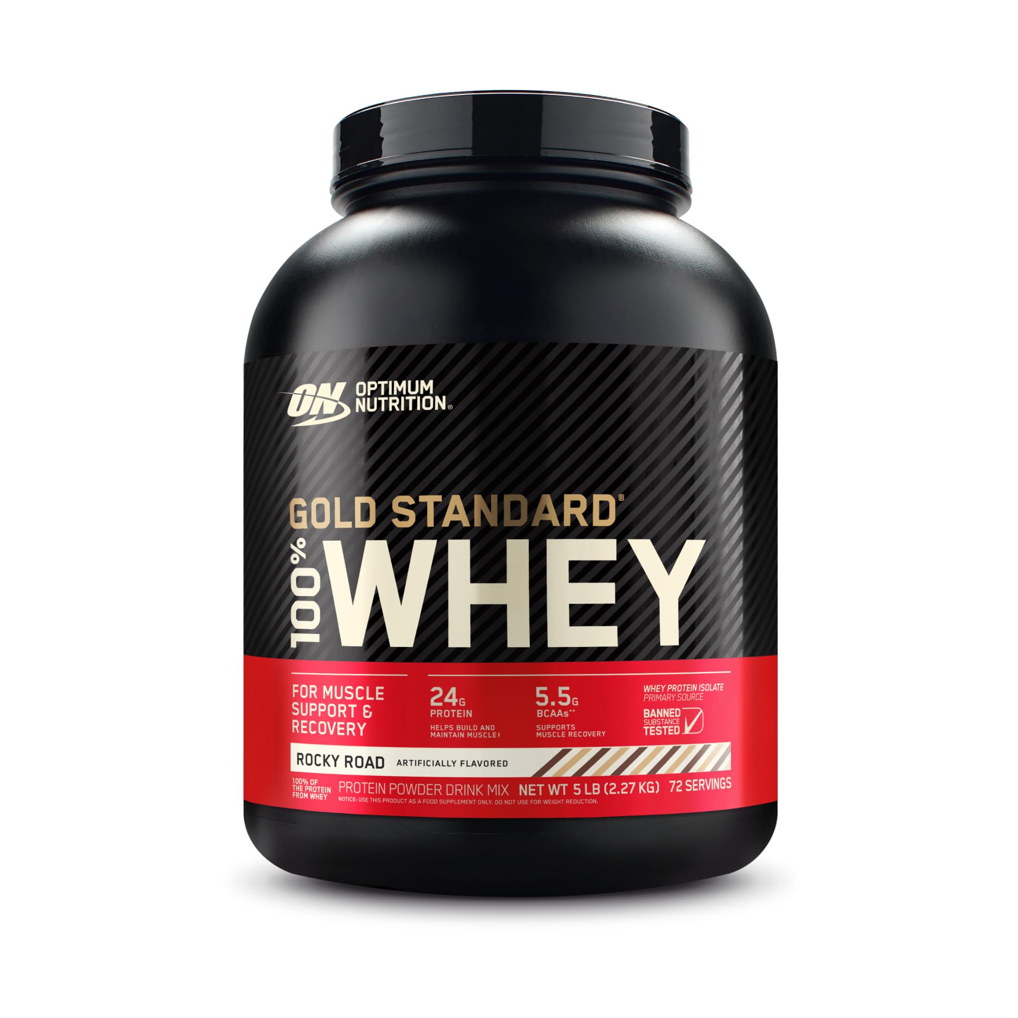 Optimum Nutrition Gold Standard Whey Protein Powder, Rocky Road, 5 LB