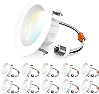 Vista 11 de Sunco - Juego de 12 luces LED empotrables de reajuste de 15,2 cm, luces de techo de tipo candelabro, borde deflector, 965 lm, 13 W