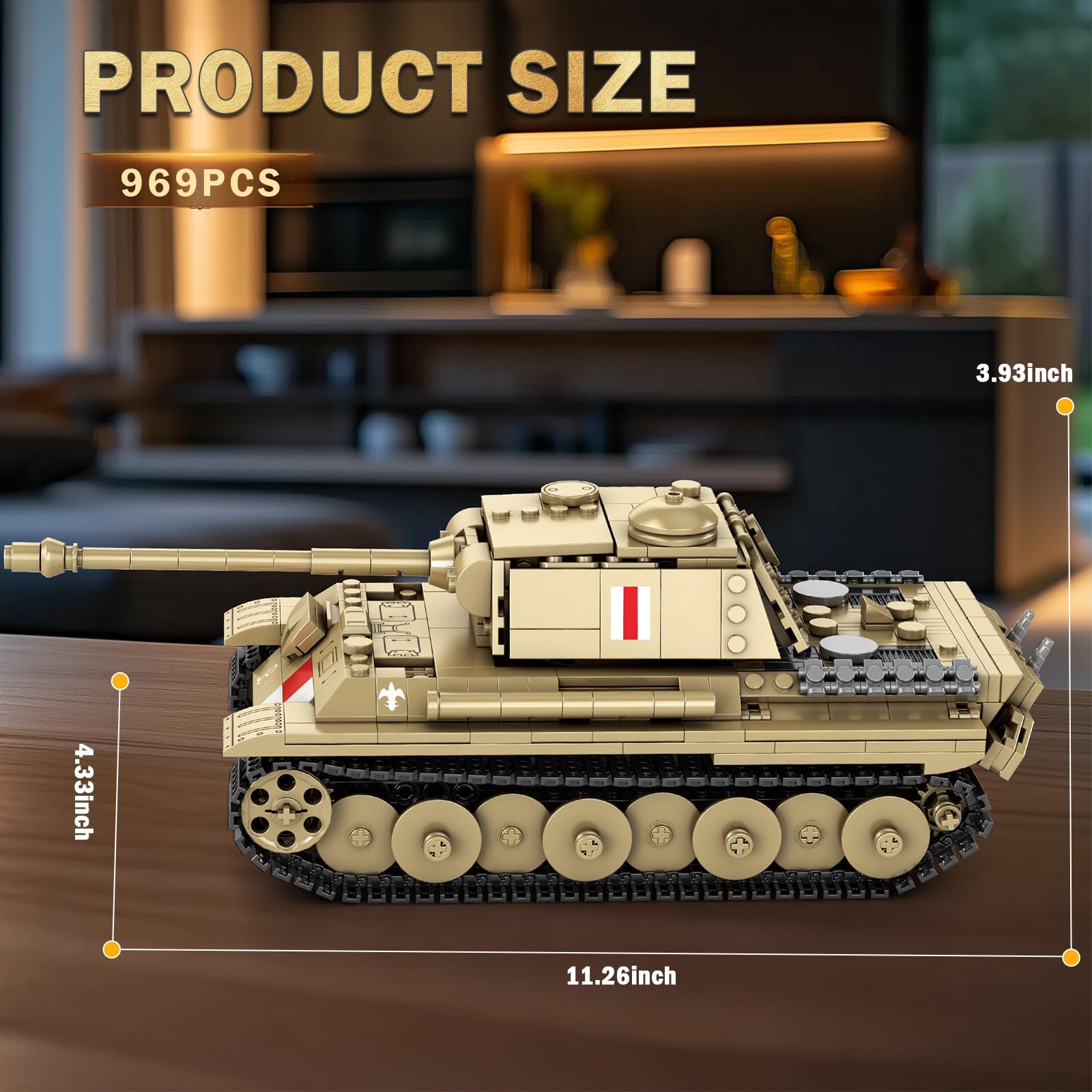 Reobrix Pudel Tank Building Block Set WW2 Military German Tank Model Set | World of Tanks 1:23 Prodotti autorizzati MilitaryToys Building Set per Adulti Fan Militari Ragazzi Bambini Età 14+ (969PCS)