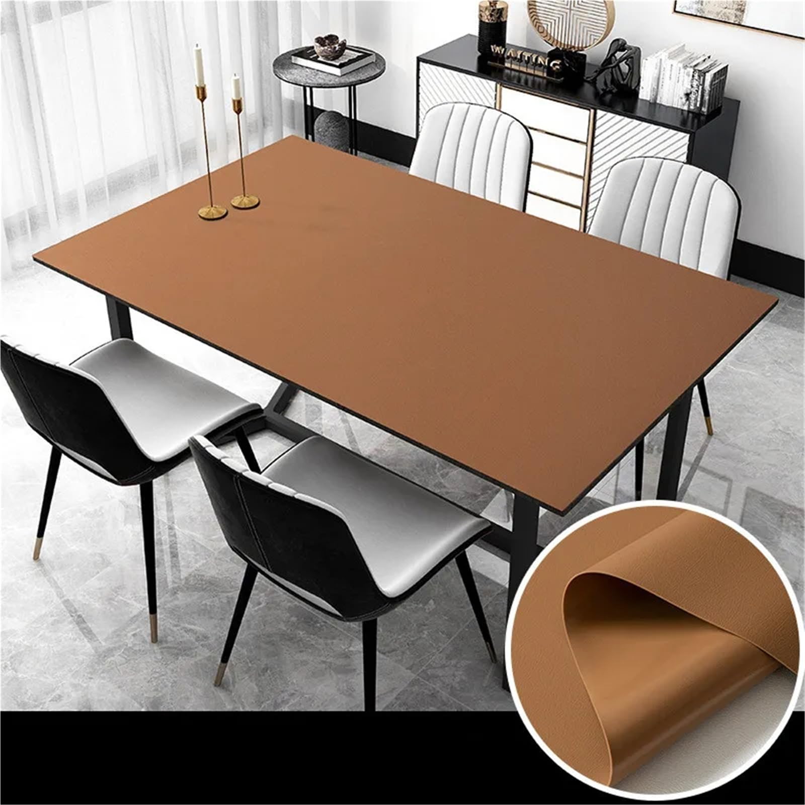 Tappetino Scrivania In Pelle Tovaglia in pelle impermeabile, copritavolo rettangolare, tappetino da pranzo antiolio, mobiletto tessile for la casa(Color 2,70x120cm)