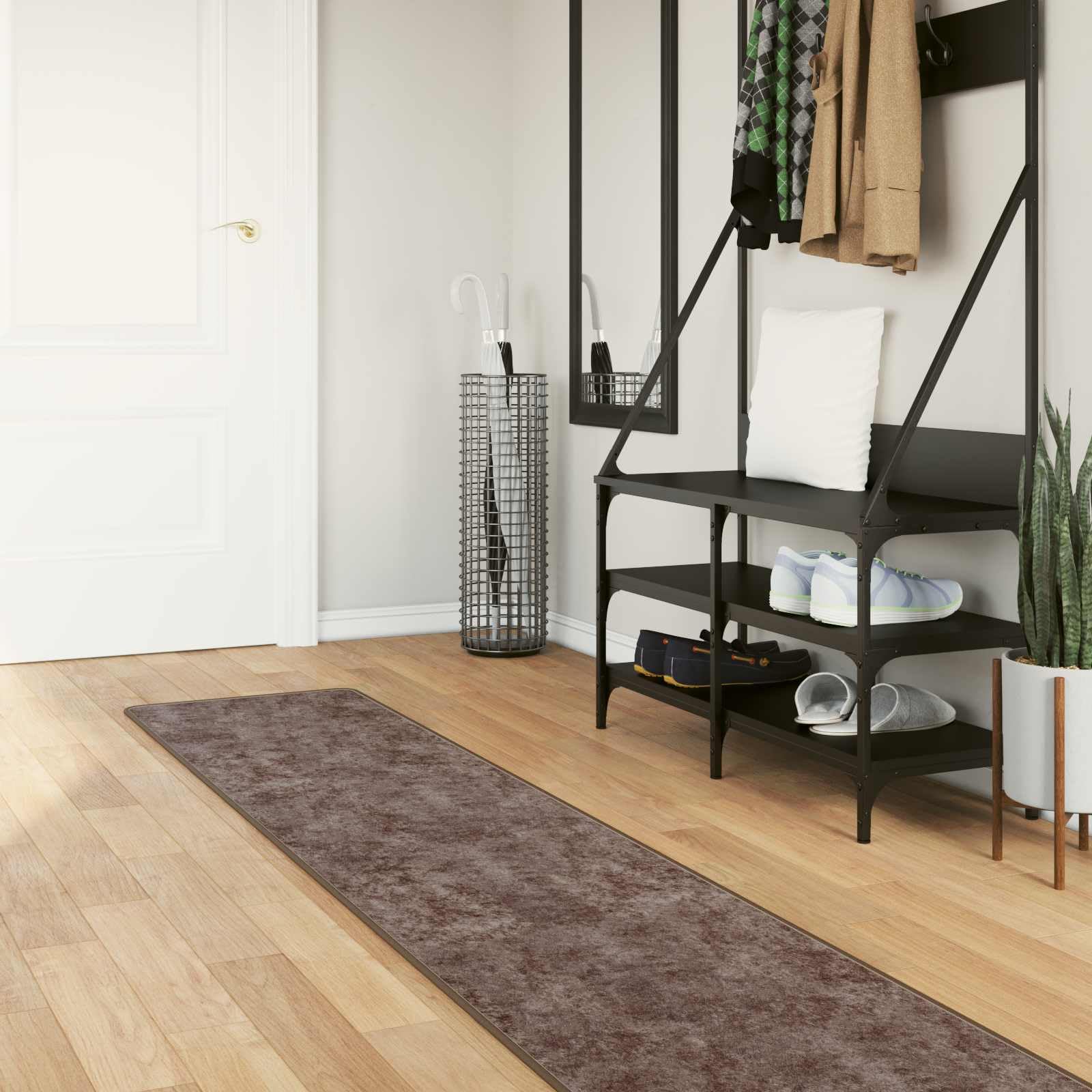 Tapis de couloir gris 50x250 cm Marsa antidérapant et lavable