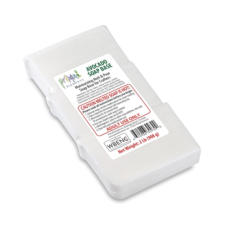 Primal Elements Base de Sabonete de Abacate para Derreter e Verter, Glicerina, 907 g