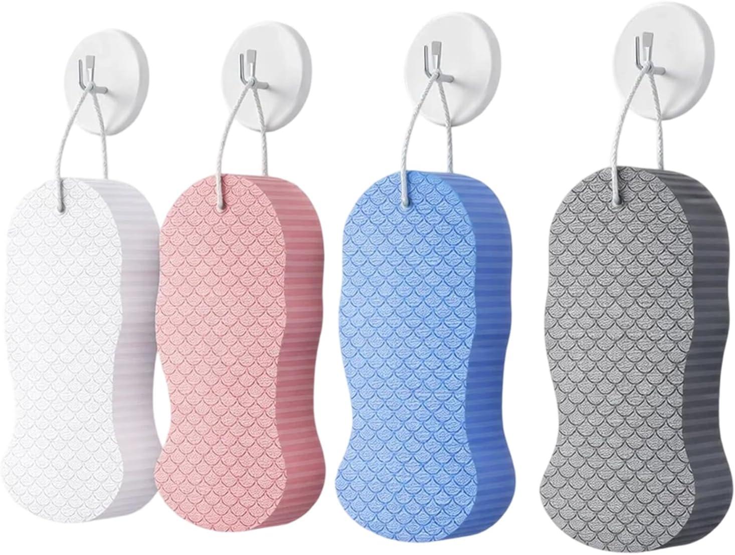 4Pcs Magic Exfoliating Bath Sponge, Advanced 3D Exfoliating Body Scrubber for Shower and Bath, Reusable Handheld Shower Brush Remover Dead Skin for Adults Women Men