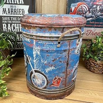 Amazon.co.jp: アンティークビンテージ調ドラム缶スツールS