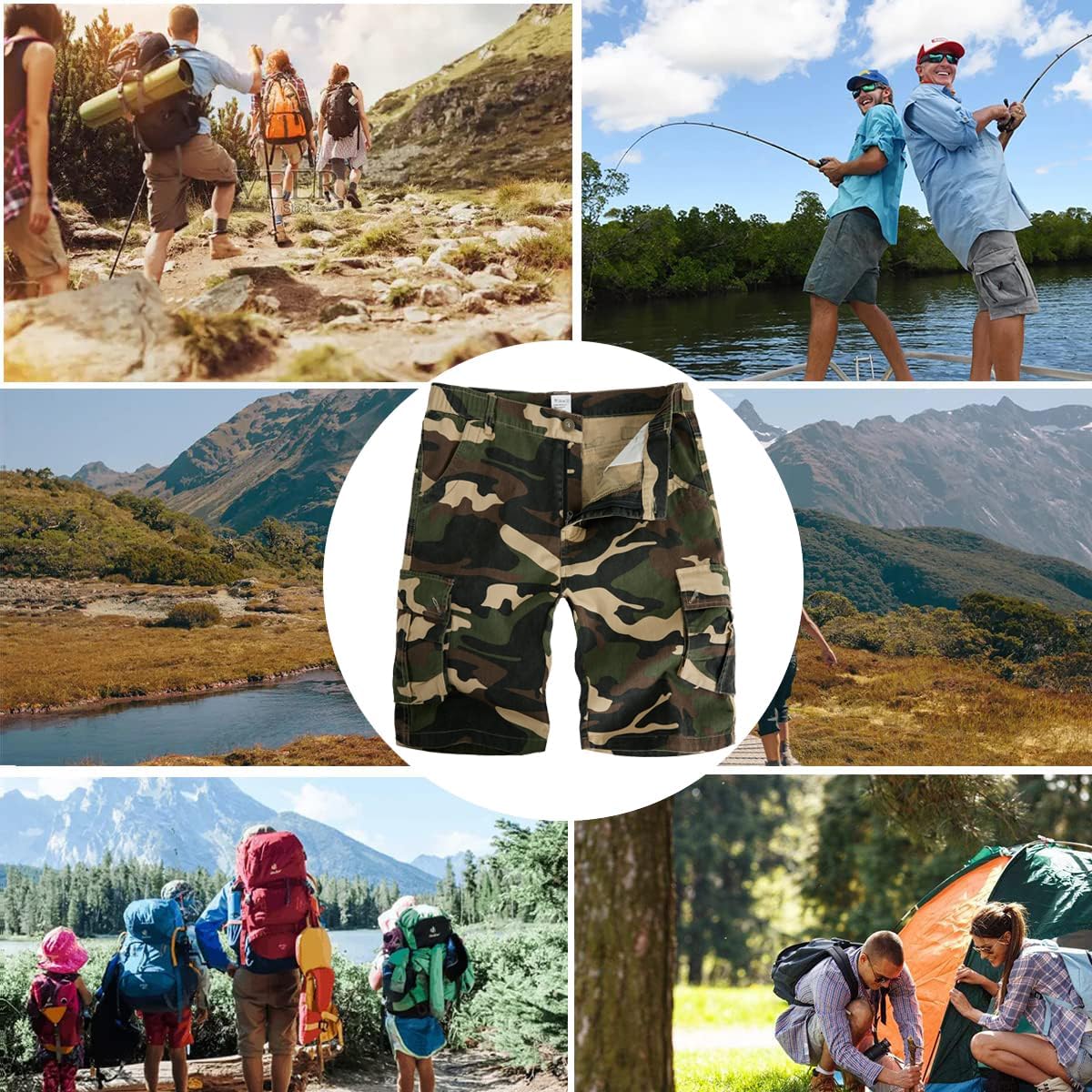 APTRO Men's Camo Cargo Shorts Button Closure Cotton Shorts Multi Button Pockets Casual Shorts 6 Pockets - Image 8