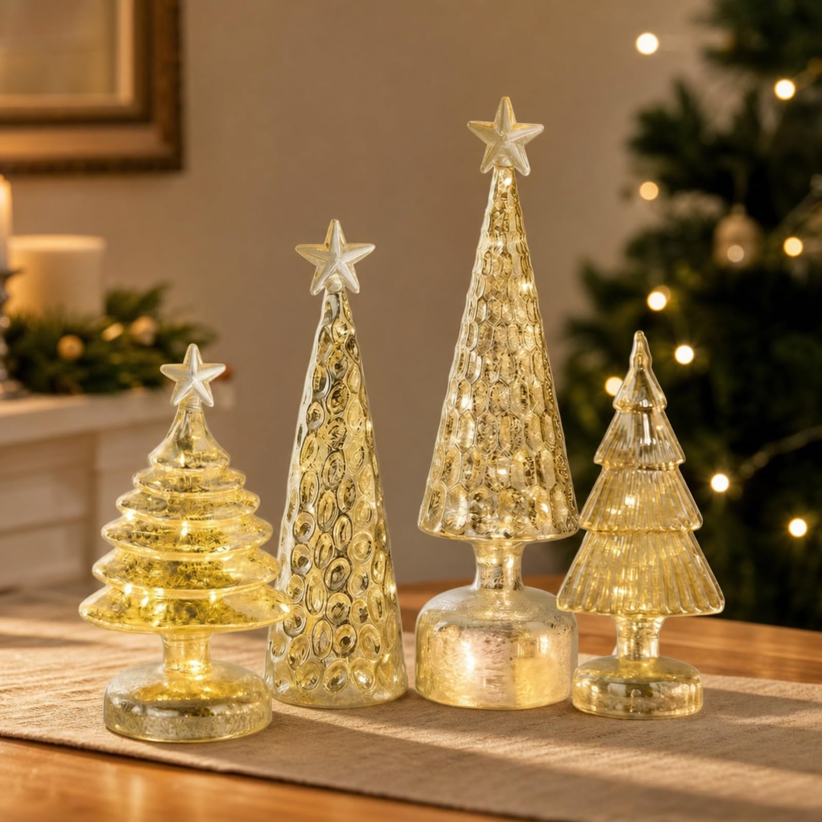 4 Piezas Adorno | Elegante, Tridimensional, coración, para Chimenea, Estilo B