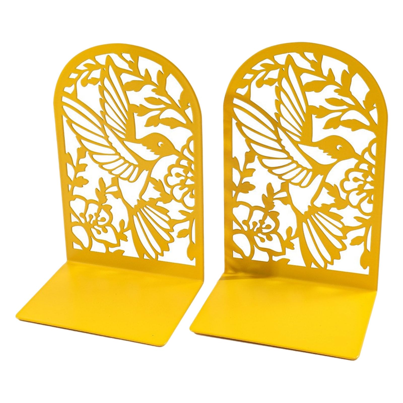 2Pcs Hollow Book Ends for Shelves Heavy Duty Metal Bookends Hollowed Bird Flower Bookends Desk Book Ends Stopper Metal for School