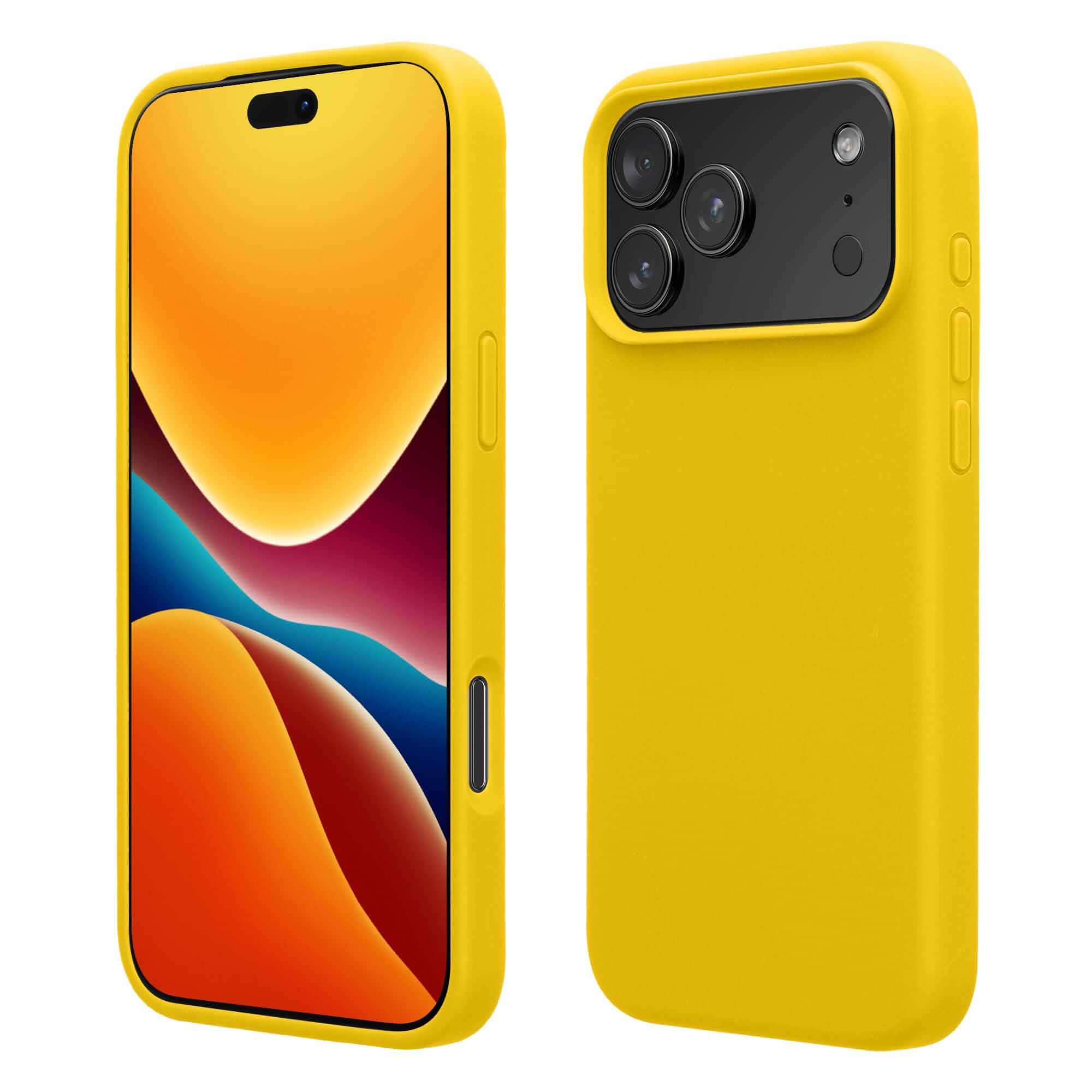 kwmobile Case Compatible with Apple iPhone 18 Pro Max/iPhone 17 Pro Max Case - TPU Silicone Phone Cover with Soft Finish - Radiant Yellow