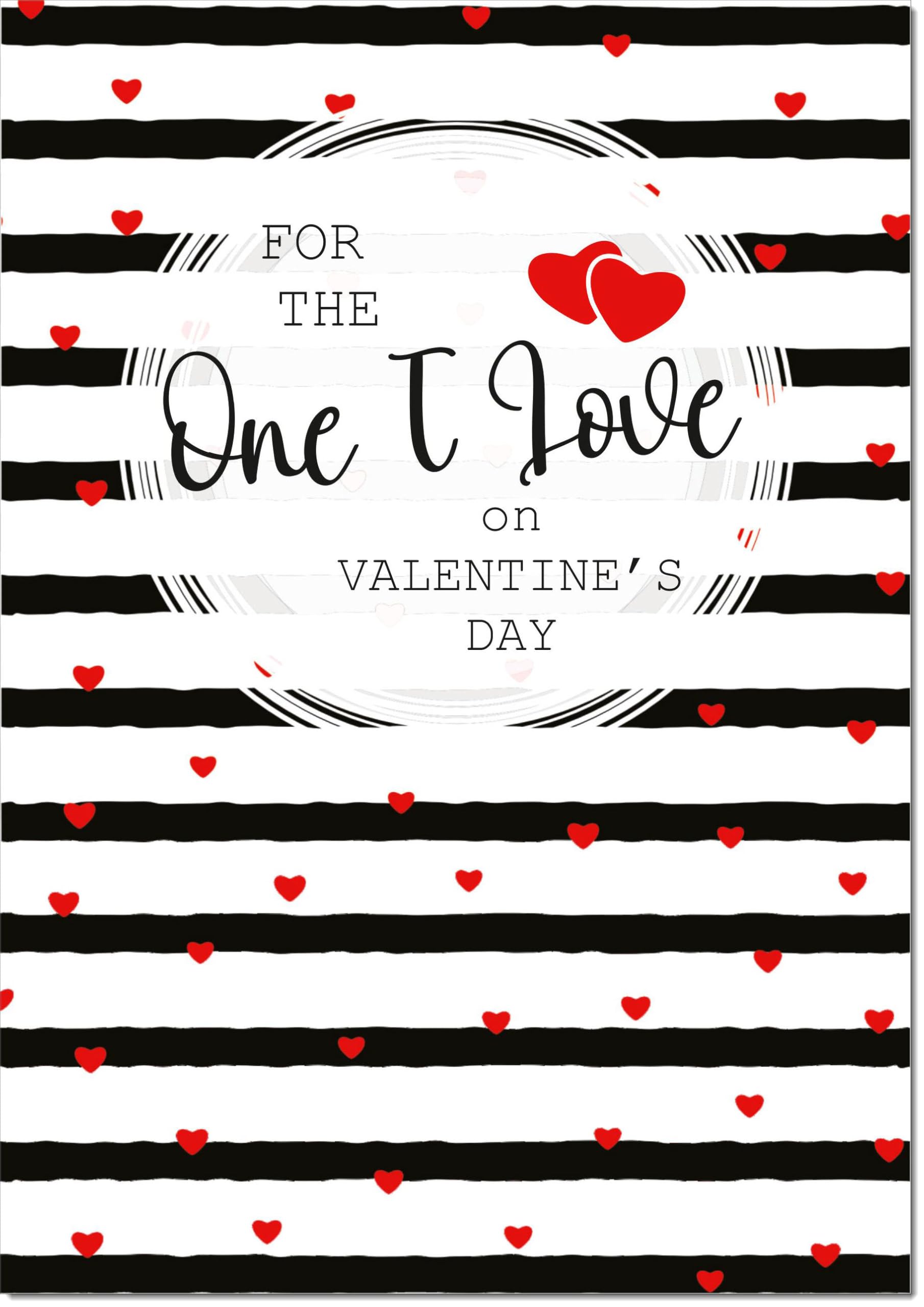doodlecards One I Love Valentine's Day Card Love Hearts and Stripes Large A4 Size with Plain Envelope