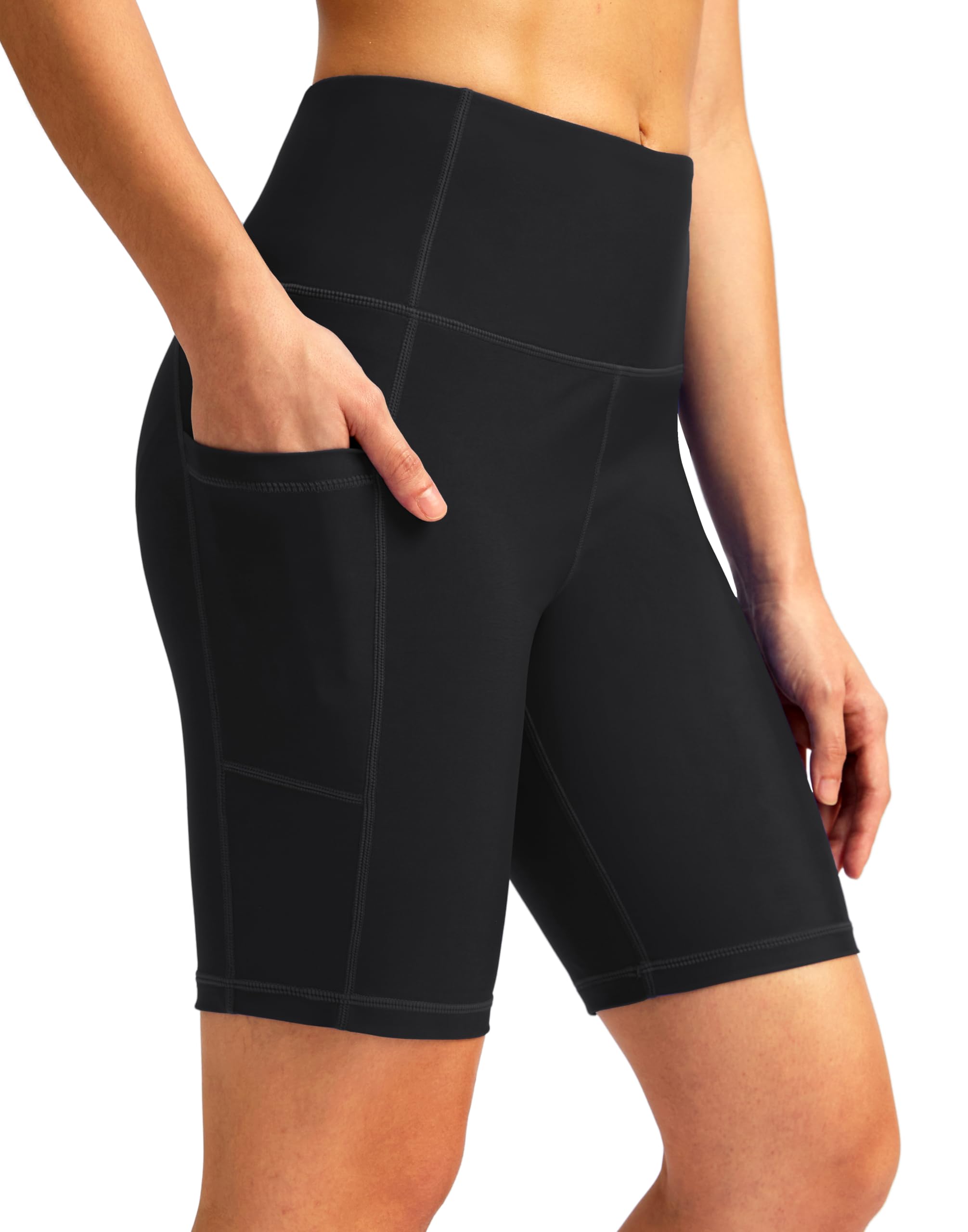 Women's 8''/12'' High Waisted Swim Shorts with Pockets UPF50+ Long Board Swimming Shorts for Women with Liner, Black, Large-image-24